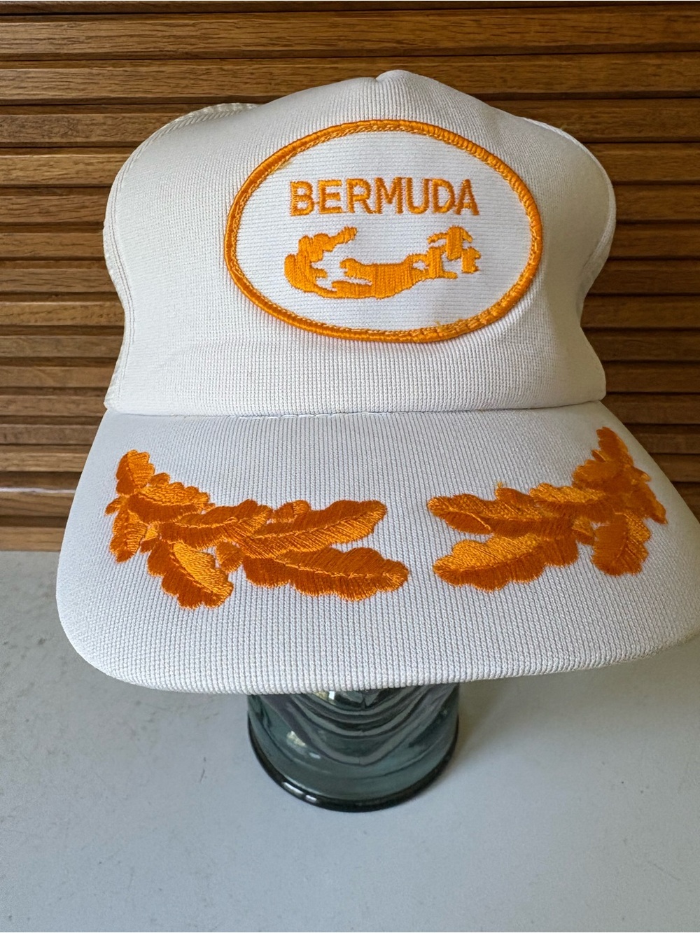 VTG White Bermuda Trucker Hat Travel Tourist Souvenir Mesh Baseball Cap Snapback